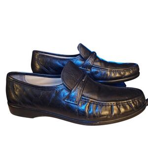 Stacy Adams Black Leather Loafers Mens Size 13 M Slip On Driving Shoes Dress